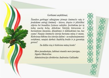 Vasario 16-osios sveikinimas