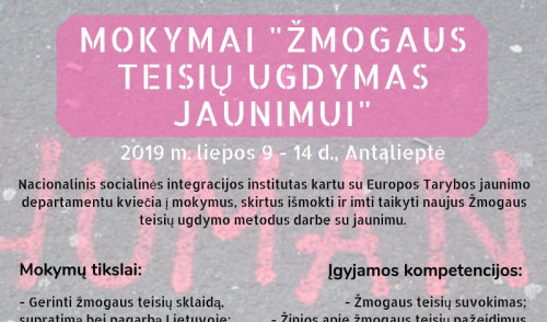 Nacionaliniai mokymai "Žmogaus teisių ugdymas jaunimui" ir su jaunimu dirbantiems