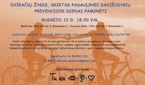Rugsėjo 10 d. - PASAULINĖS SAVIŽUDYBIŲ PREVENCIJOS DIENA