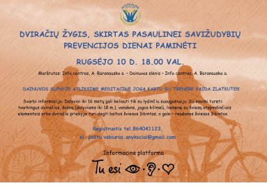 Rugsėjo 10 d. - PASAULINĖS SAVIŽUDYBIŲ PREVENCIJOS DIENA