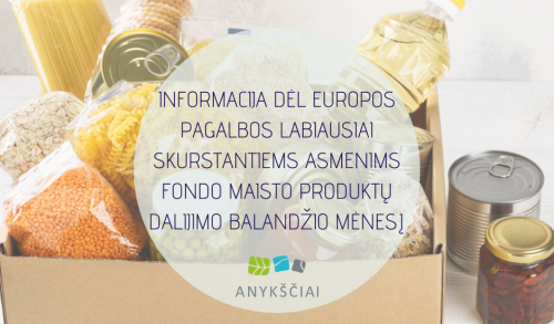 INFORMACIJA DĖL EUROPOS PAGALBOS LABIAUSIAI SKURSTANTIEMS ASMENIMS FONDO MAISTO PRODUKTŲ DALIJIMO...