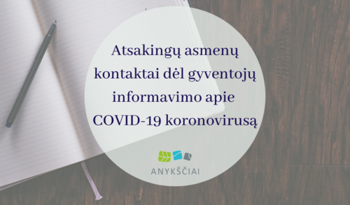Atsakingų asmenų kontaktai dėl gyventojų informavimo apie COVID-19 koronovirusą
