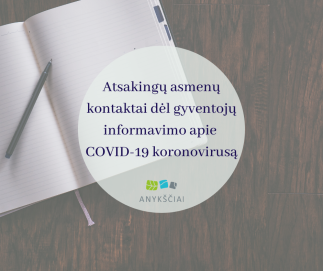 Atsakingų asmenų kontaktai dėl gyventojų informavimo apie COVID-19 koronovirusą