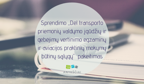 Sprendimo „Dėl transporto priemonių valdymo įgūdžių ir gebėjimų vertinimo egzaminų ir aviacijos...