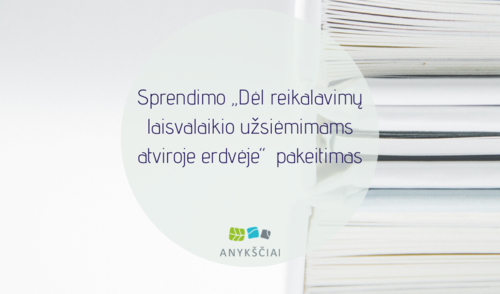 Sprendimo „Dėl reikalavimų laisvalaikio užsiėmimams atviroje erdvėje“ pakeitimas
