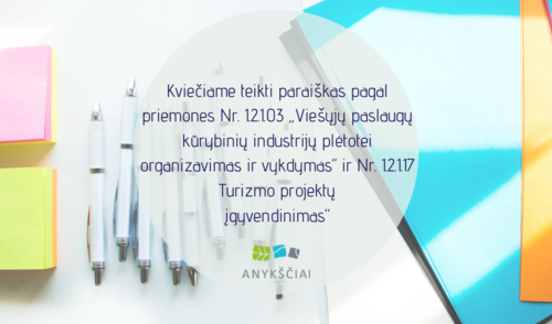Kviečiame teikti paraiškas pagal priemones Nr. 1.2.1.03 „Viešųjų paslaugų kūrybinių industrijų...