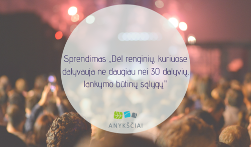 Sprendimas „Dėl renginių, kuriuose dalyvauja ne daugiau nei 30 dalyvių, lankymo būtinų sąlygų"