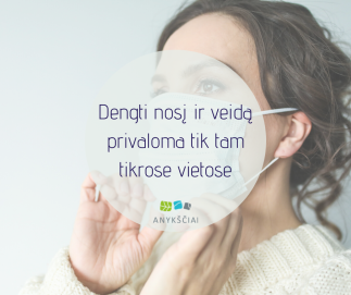 Dengti nosį ir veidą privaloma tik tam tikrose vietose