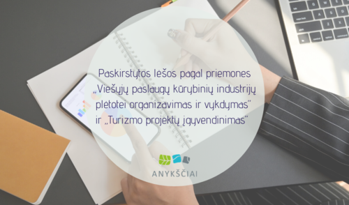 Paskirstytos lėšos pagal priemones „Viešųjų paslaugų kūrybinių industrijų plėtotei organizavimas...