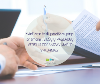 KVIEČIAME TEIKTI PARAIŠKAS PAGAL 2.1.2.07 PRIEMONĘ „VIEŠŲJŲ PASLAUGŲ VERSLUI ORGANIZAVIMAS IR...