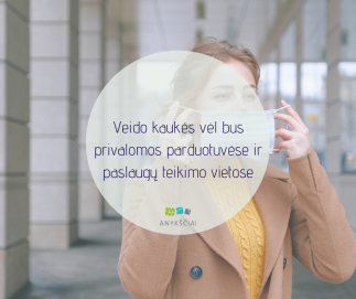 Veido kaukės vėl bus privalomos parduotuvėse ir paslaugų teikimo vietose