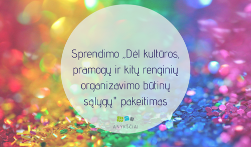 Sprendimo „Dėl kultūros, pramogų ir kitų renginių organizavimo būtinų sąlygų" pakeitimas