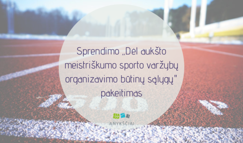 Sprendimo „Dėl aukšto meistriškumo sporto varžybų organizavimo būtinų sąlygų" pakeitimas