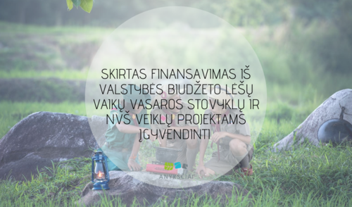 SKIRTAS FINANSAVIMAS IŠ VALSTYBĖS BIUDŽETO LĖŠŲ Vaikų vasaros stovyklų ir NVŠ veiklų projektams...