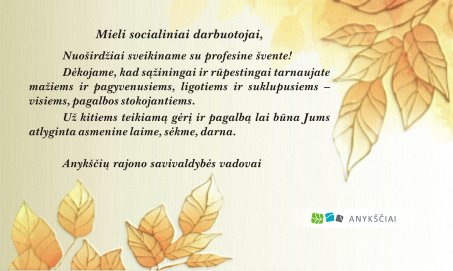 Sveikinimas Socialinių darbuotojų dienos proga