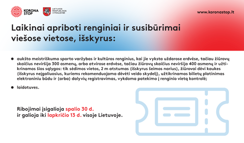 Laikinai apriboti renginiai ir susibūrimai viešose vietose