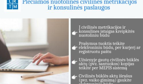 Dėl pandemijos suvaržymų plečiamos civilinės metrikacijos ir konsulinių įstaigų nuotolinės paslaugos
