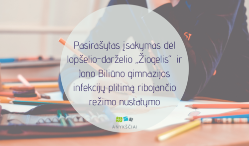 Pasirašytas įsakymas dėl lopšelio-darželio „Žiogelis“ ir Jono Biliūno gimnazijos infekcijų...