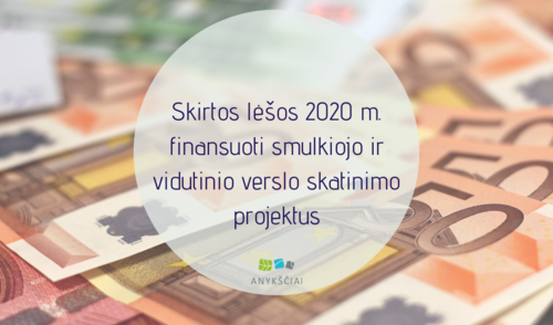 SKIRTOS LĖŠOS 2020 M. FINANSUOTI SMULKIOJO IR VIDUTINIO VERSLO SKATINIMO PROJEKTUS