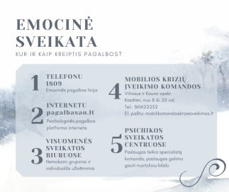 Sugriežtinus karantiną, primenamos specialistų teikiamos psichologinės pagalbos galimybės