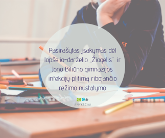Pasirašytas įsakymas dėl lopšelio-darželio „Žiogelis“ ir Jono Biliūno gimnazijos infekcijų...