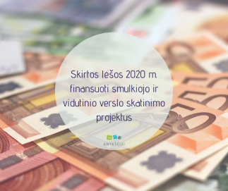 SKIRTOS LĖŠOS 2020 M. FINANSUOTI SMULKIOJO IR VIDUTINIO VERSLO SKATINIMO PROJEKTUS