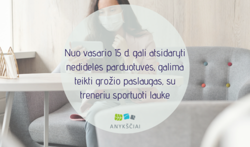 Nuo vasario 15 d. gali atsidaryti nedidelės parduotuvės, galima teikti grožio paslaugas, su...