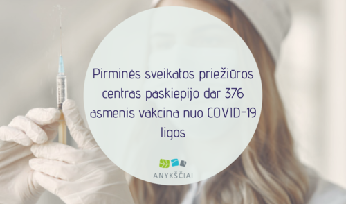 Pirminės sveikatos priežiūros centras paskiepijo dar 376 asmenis vakcina nuo COVID-19 ligos