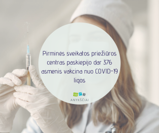 Pirminės sveikatos priežiūros centras paskiepijo dar 376 asmenis vakcina nuo COVID-19 ligos