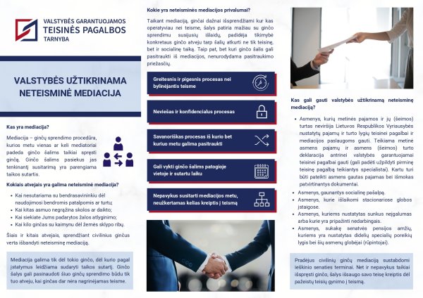 VALSTYBĖS UŽTIKRINAMA NETEISMINĖ MEDIACIJA