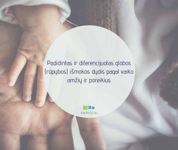 Padidintas ir diferencijuotas globos (rūpybos) išmokos dydis pagal vaiko amžių ir poreikius