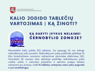 SAM perspėja: kalio jodido tabletės – tik Baltarusijos atominės elektrinės avarijos atveju ir tik...