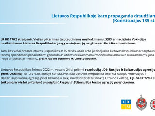 Visuomenei primenama apie baudžiamąją atsakomybę už neapykantos kurstymą ir karo nusikaltimų...