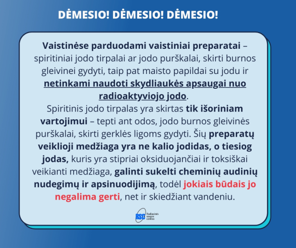Dėl įvykių Ukrainoje kalio jodido tablečių ir kitų jodo preparatų vartoti nereikia