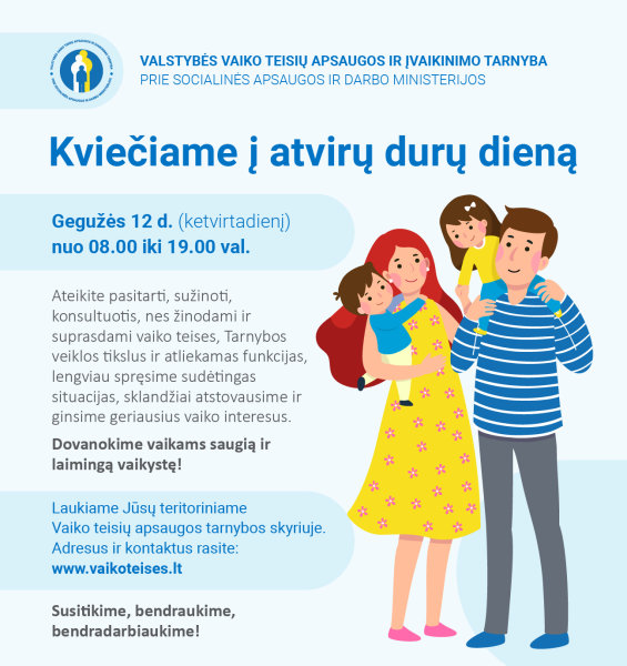 Vaiko teisių gynėjai kviečia į atvirų durų dienas 