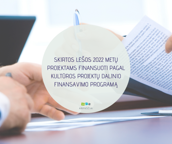 SKIRTOS LĖŠOS 2022 METŲ PROJEKTAMS FINANSUOTI PAGAL KULTŪROS PROJEKTŲ DALINIO FINANSAVIMO PROGRAMĄ