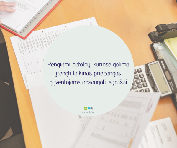 Rengiami patalpų, kuriose galima įrengti laikinas priedangas gyventojams apsaugoti, sąrašai