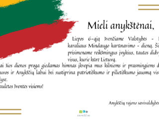 Sveikinimas Liepos 6-osios – Valstybės (Lietuvos karaliaus Mindaugo karūnavimo) dienos proga