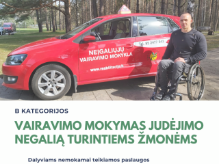 NEMOKAMI VAIRAVIMO KURSAI 2022 JUDĖJIMO NEGALIĄ TURINTIEMS ASMENIMS