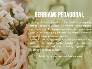 Sveikiname Tarptautinės mokytojų dienos proga!