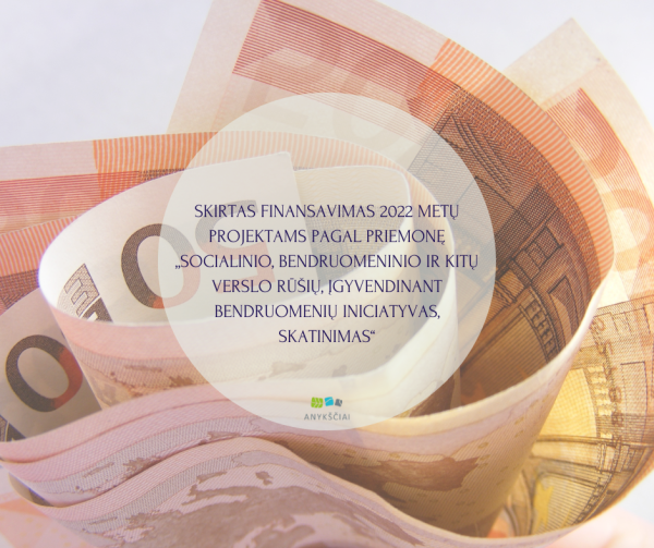 SKIRTAS FINANSAVIMAS 2022 METŲ PROJEKTAMS PAGAL PRIEMONĘ „SOCIALINIO, BENDRUOMENINIO IR KITŲ...