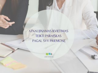 ATNAUJINAMAS KVIETIMAS TEIKTI PARAIŠKAS PAGAL SVV PRIEMONĘ