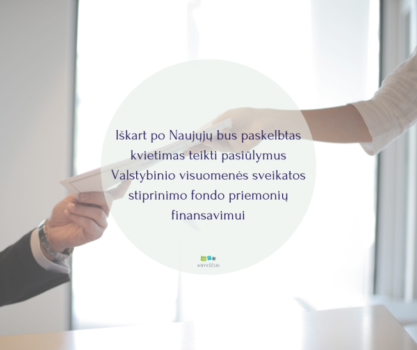 Iškart po Naujųjų bus paskelbtas kvietimas teikti pasiūlymus Valstybinio visuomenės sveikatos...