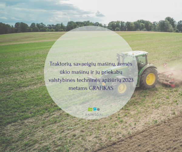 Traktorių, savaeigių mašinų, žemės ūkio mašinų ir jų priekabų valstybinės techninės apžiūros 2023...