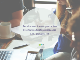 Bendruomeninės organizacijos kviečiamos teikti paraiškas iki  š. m. gegužės 7 d. 