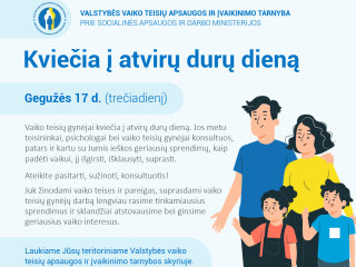 Gegužės 17-ąją vaiko teisių gynėjai kviečia į atvirų durų dieną
