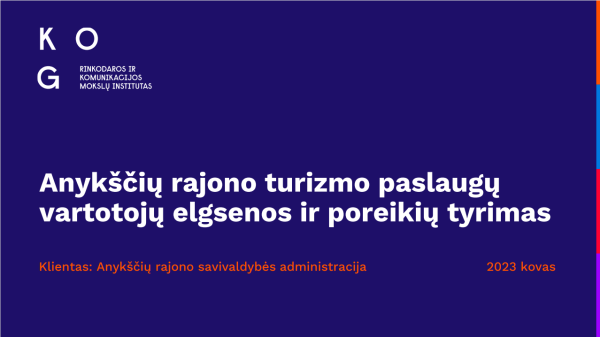 Pristatyti atlikto „Anykščių rajono turizmo paslaugų vartotojų elgsenos ir poreikių tyrimo“...