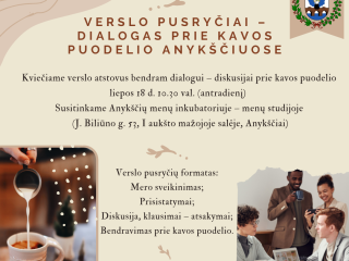 Verslo pusryčiai – dialogas prie kavos puodelio Anykščiuose