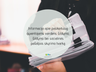 Informacija apie pasikeitusią gyventojams vandens šildymo, šildymo bei socialinės pašalpos...