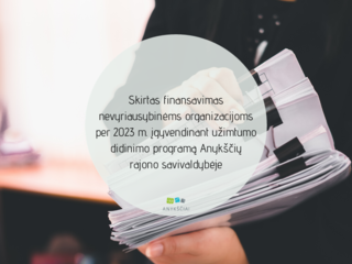 Skirtas finansavimas nevyriausybinėms organizacijoms per 2023 m. įgyvendinant užimtumo didinimo...